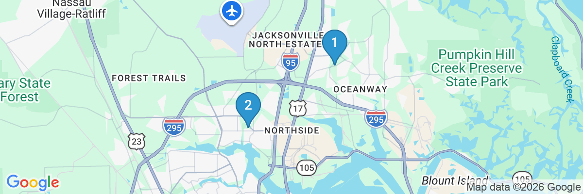 Map showing facility locations